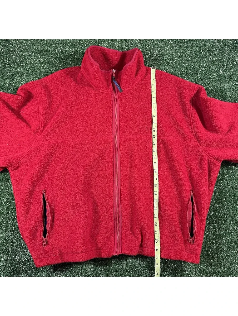 Vintage 1990s L.L Bean Red Fleece Full Zip Up Jacket Size Medium Mens USA Made